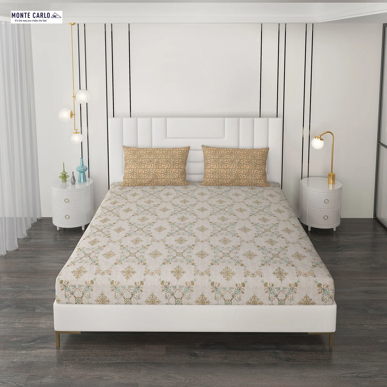144 TC Cotton Double Bedsheet with 2 Pillow Covers - Image 2