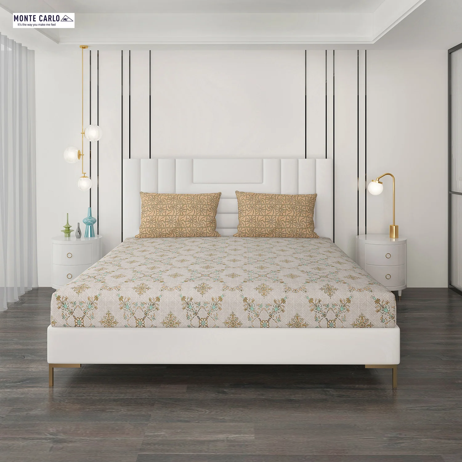 144 TC Cotton Double Bedsheet with 2 Pillow Covers - Image 3