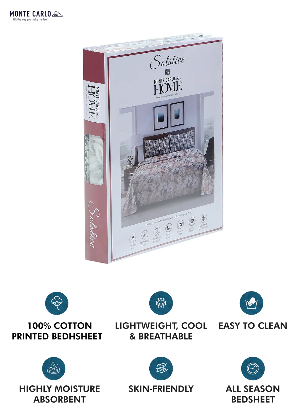 144 TC Cotton Double Bedsheet with 2 Pillow Covers - Image 9