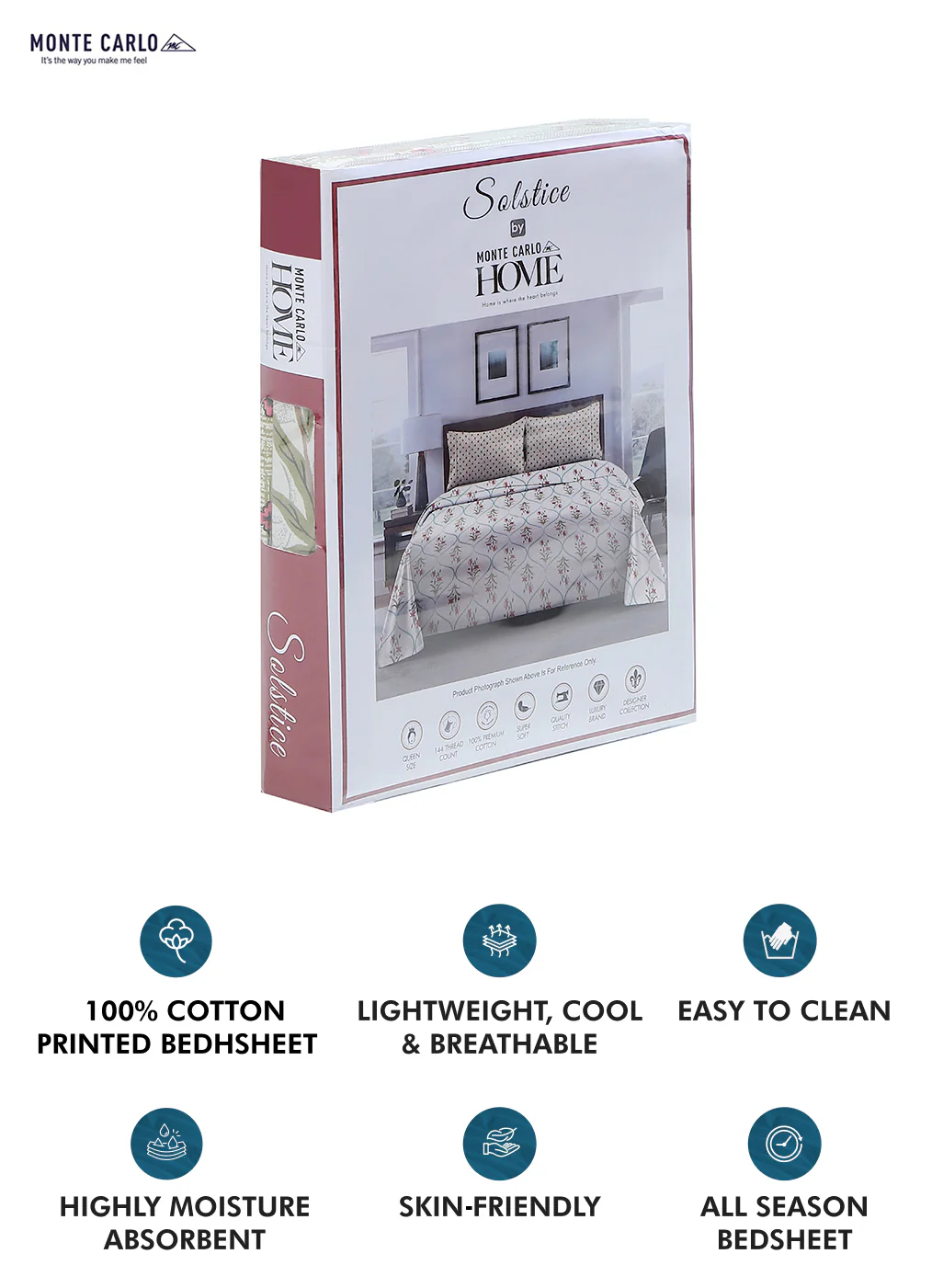 144 TC Cotton Double Bedsheet with 2 Pillow Covers - Image 9