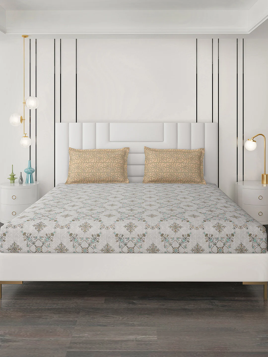 144 TC Cotton Double Bedsheet with 2 Pillow Covers - Image 3