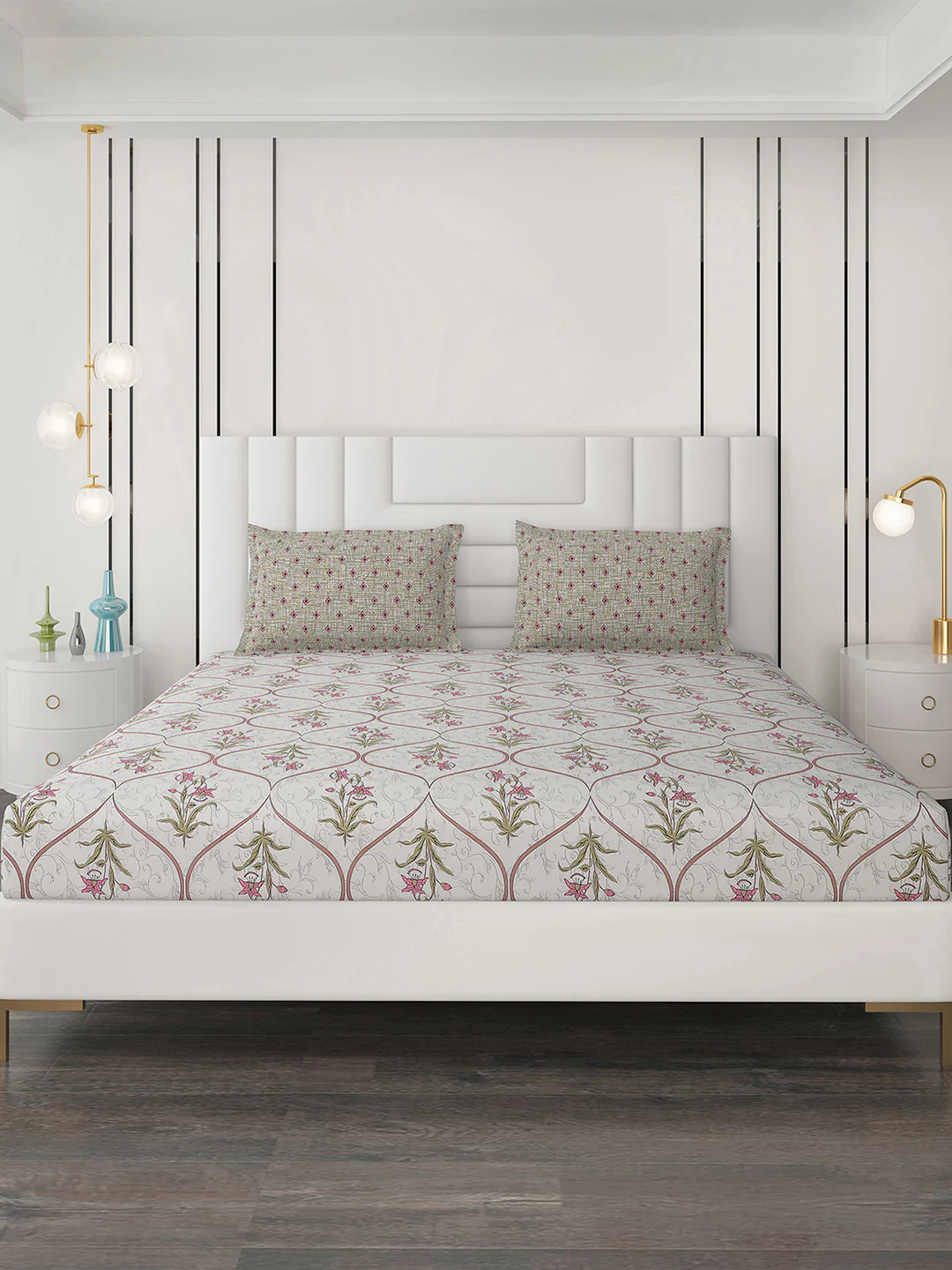 144 TC Cotton Double Bedsheet with 2 Pillow Covers - Image 3