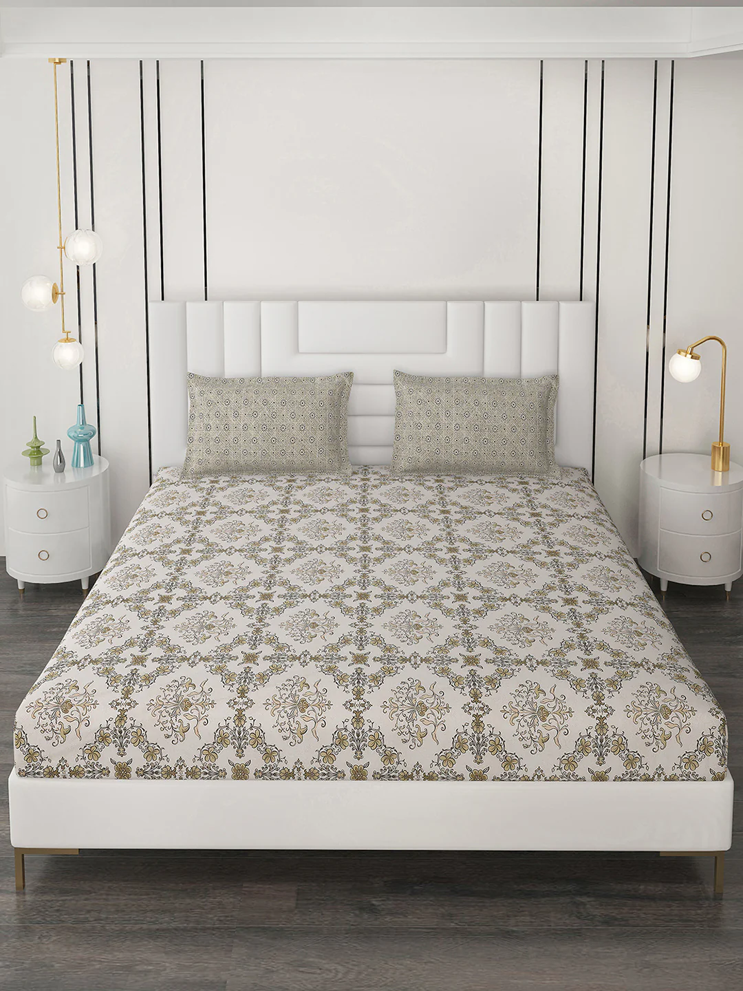 144 TC Cotton Double Bedsheet with 2 Pillow Covers - Image 2