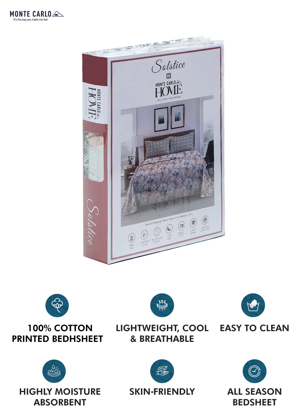 144 TC Cotton Double Bedsheet with 2 Pillow Covers - Image 9