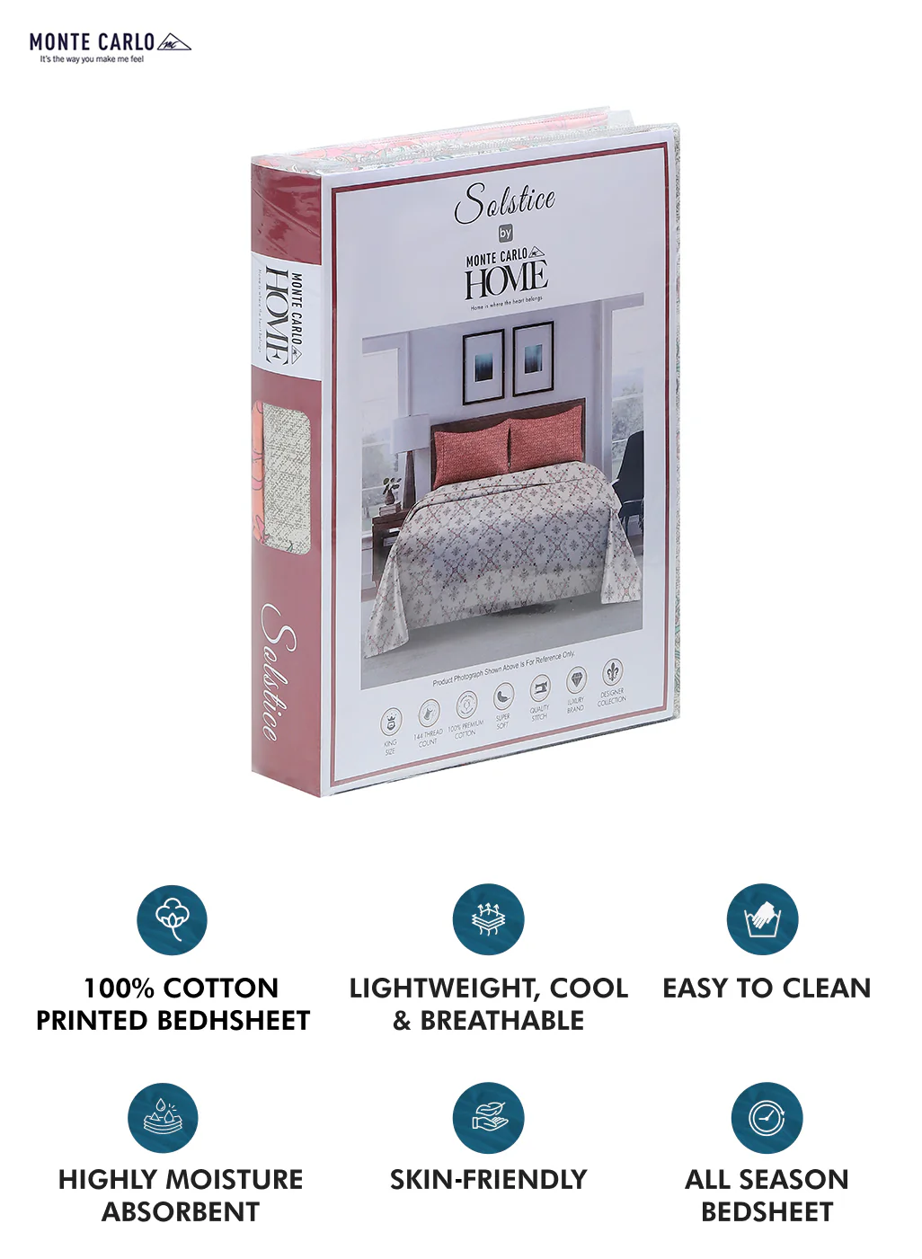 144 TC Cotton Double Bedsheet with 2 Pillow Covers - Image 9
