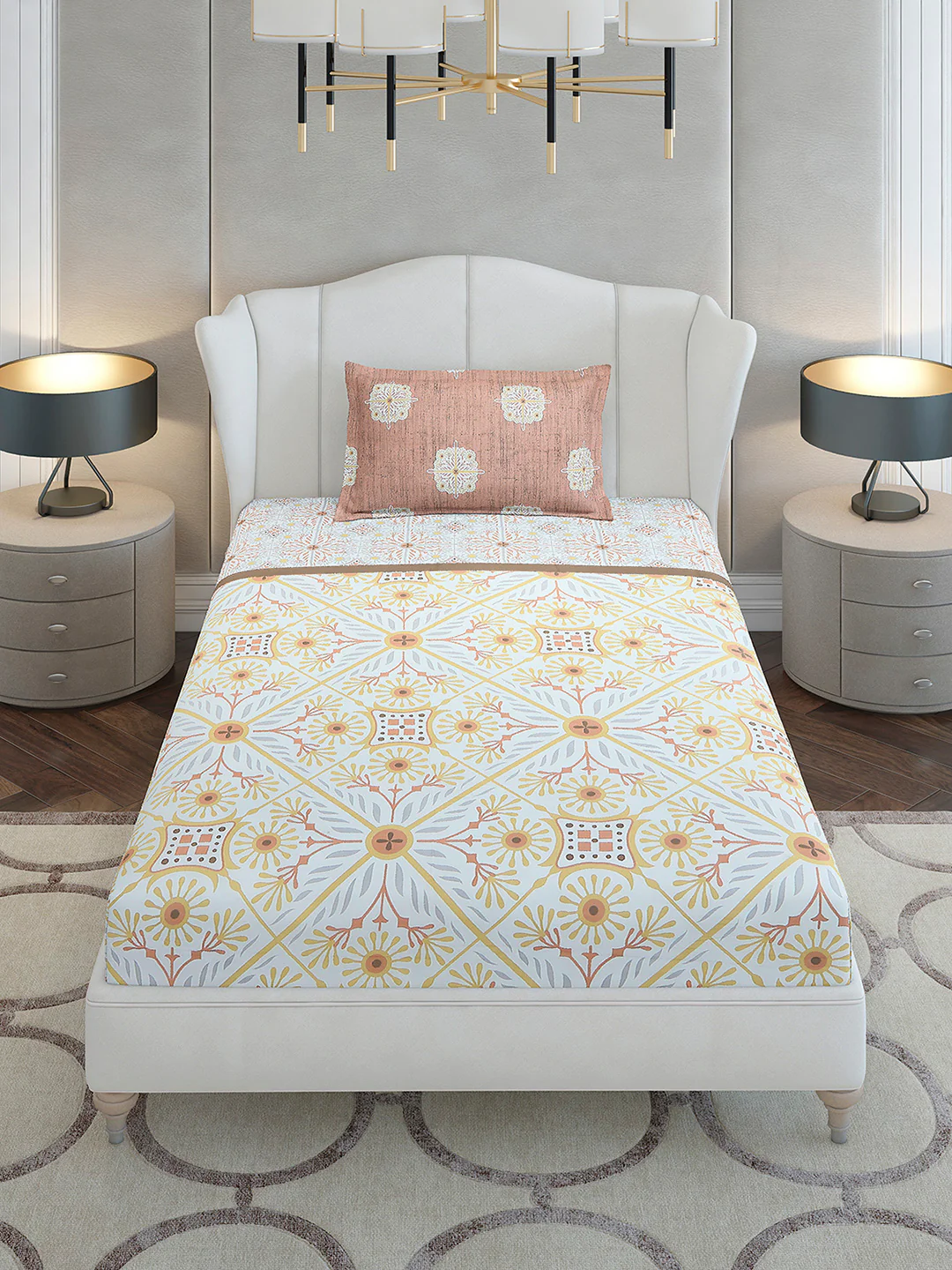 144 TC Cotton Single Bedsheet with 1 Pillow Cover (Solstice) - Image 2