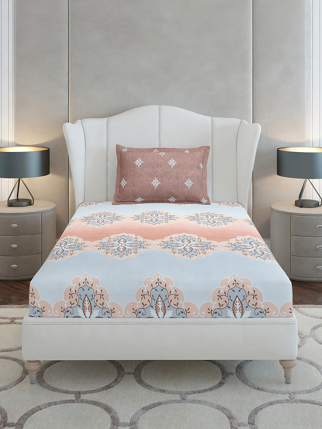 144 TC Cotton Single Bedsheet with 1 Pillow Cover (Solstice) - Image 3