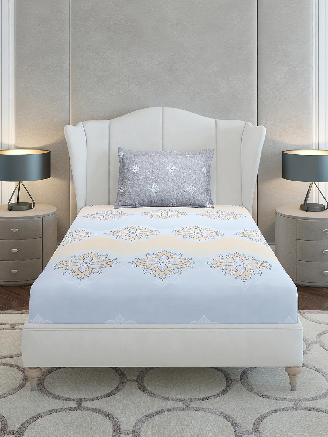 144 TC Cotton Single Bedsheet with 1 Pillow Cover (Solstice) - Image 3