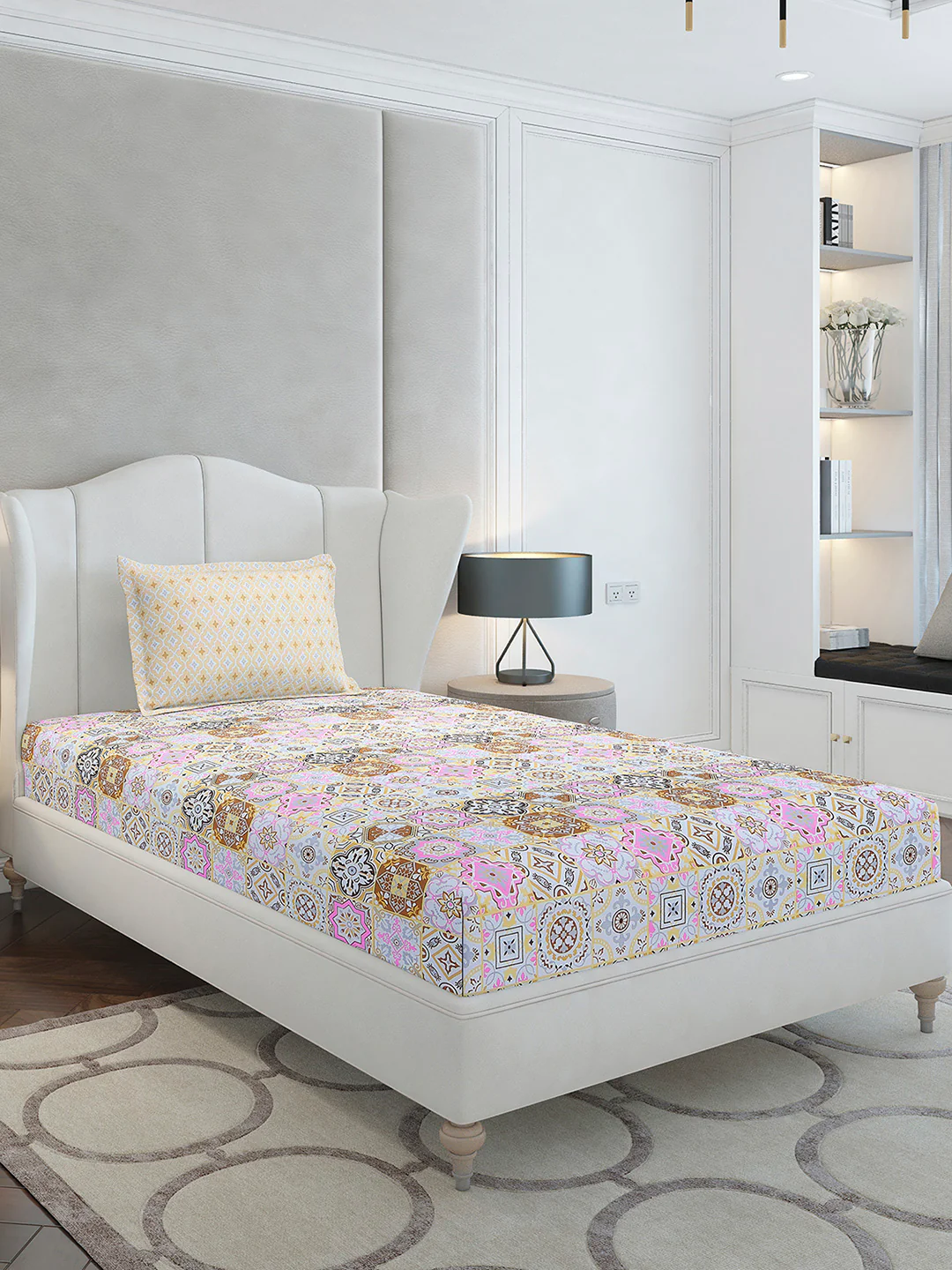 144 TC Cotton Single Bedsheet with 1 Pillow Cover (Solstice) - Image 4