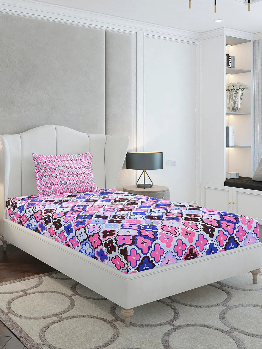 144 TC Cotton Single Bedsheet with 1 Pillow Cover (Solstice) - Image 4