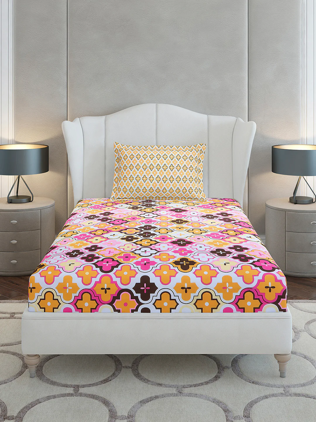 144 TC Cotton Single Bedsheet with 1 Pillow Cover (Solstice) - Image 3