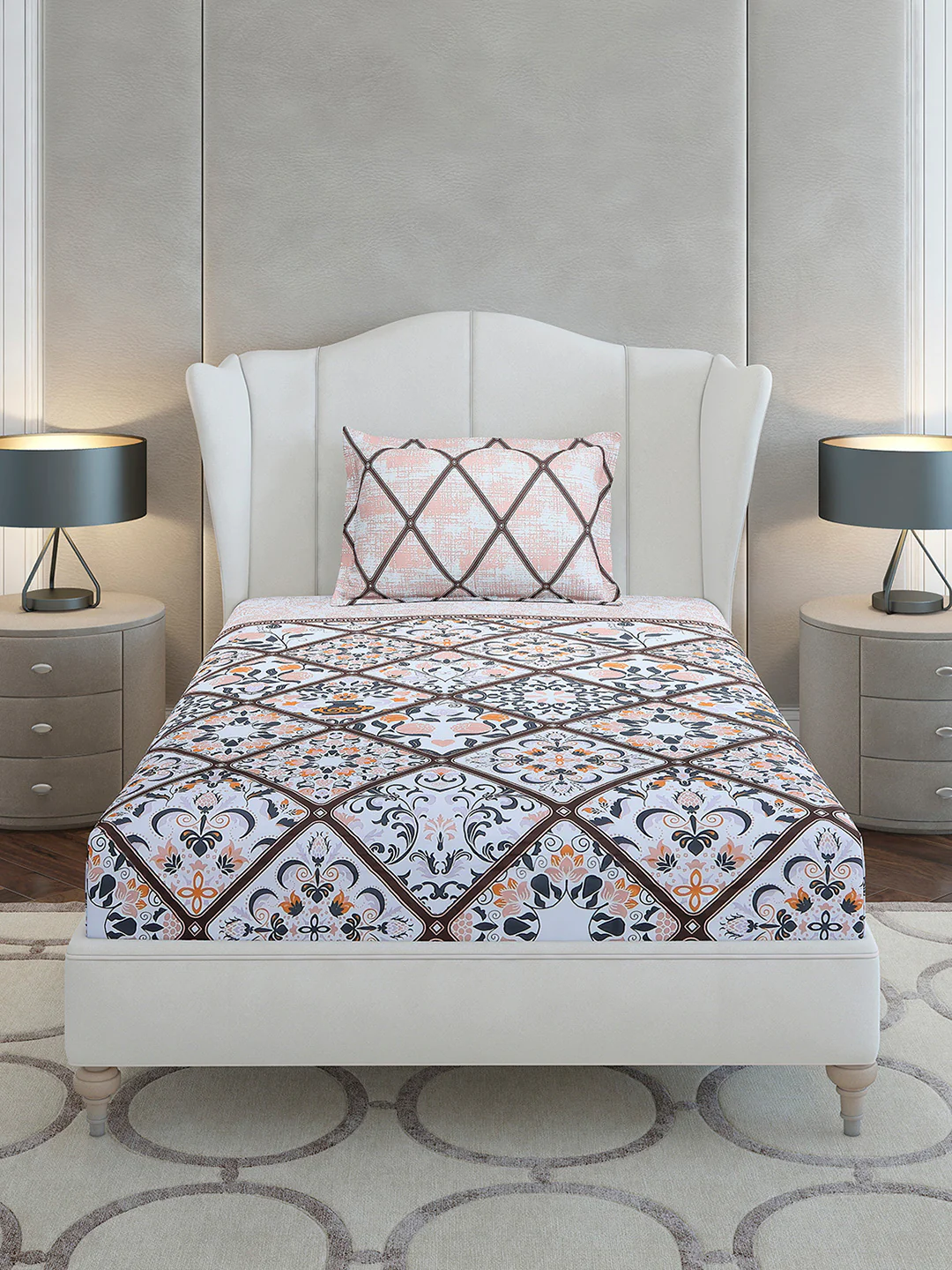 144 TC Cotton Single Bedsheet with 1 Pillow Cover (Solstice) - Image 3