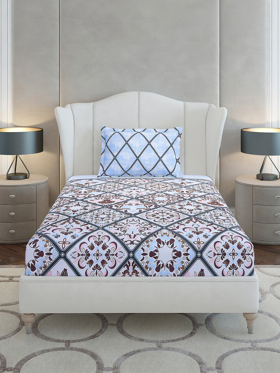 144 TC Cotton Single Bedsheet with 1 Pillow Cover (Solstice) - Image 3