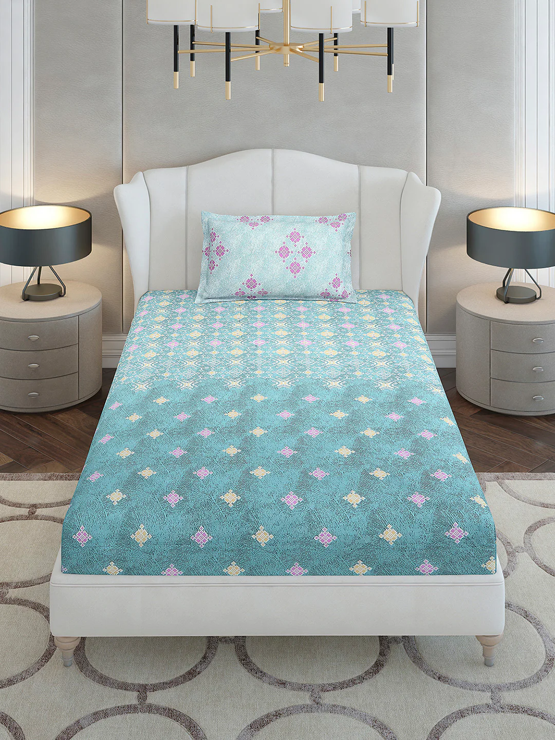 144 TC Cotton Single Bedsheet with 1 Pillow Cover (Solstice) - Image 2