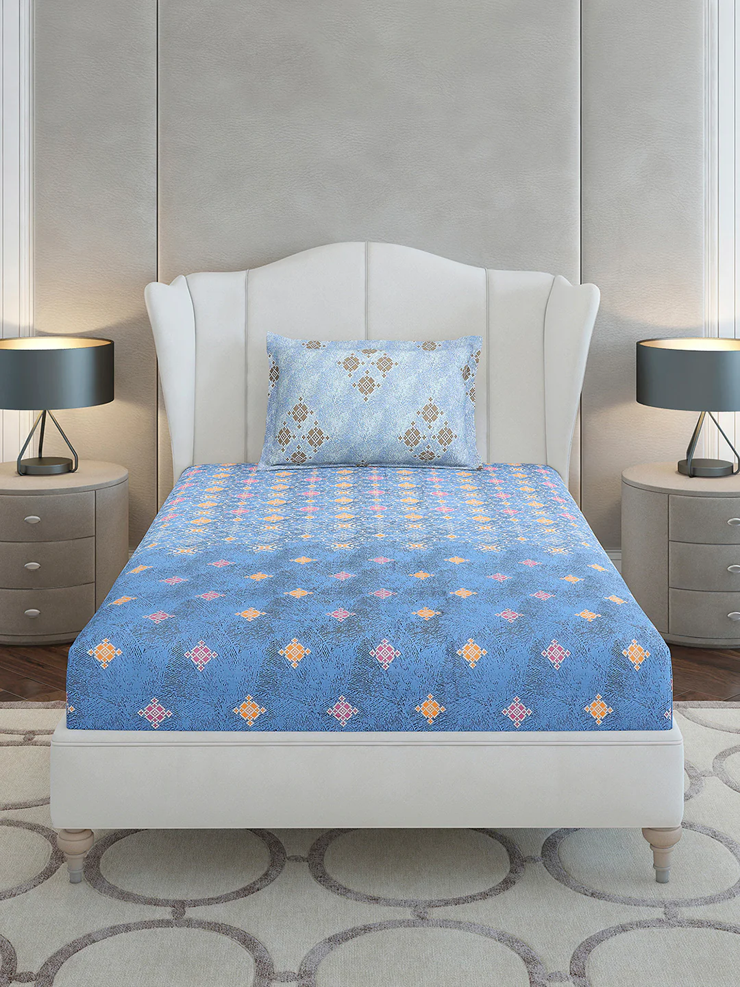 144 TC Cotton Single Bedsheet with 1 Pillow Cover (Solstice) - Image 3