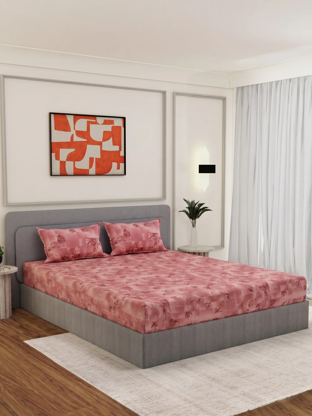 144 TC Pure Cotton Double Bed Bedsheet with 2 Pillow Covers Prestige Collection - Image 2