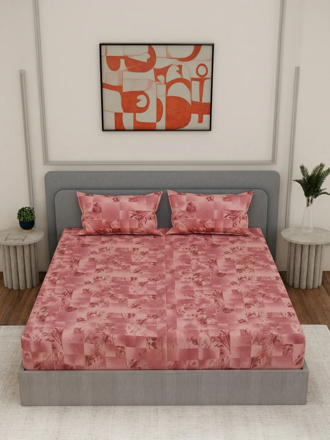 144 TC Pure Cotton Double Bed Bedsheet with 2 Pillow Covers Prestige Collection - Image 4