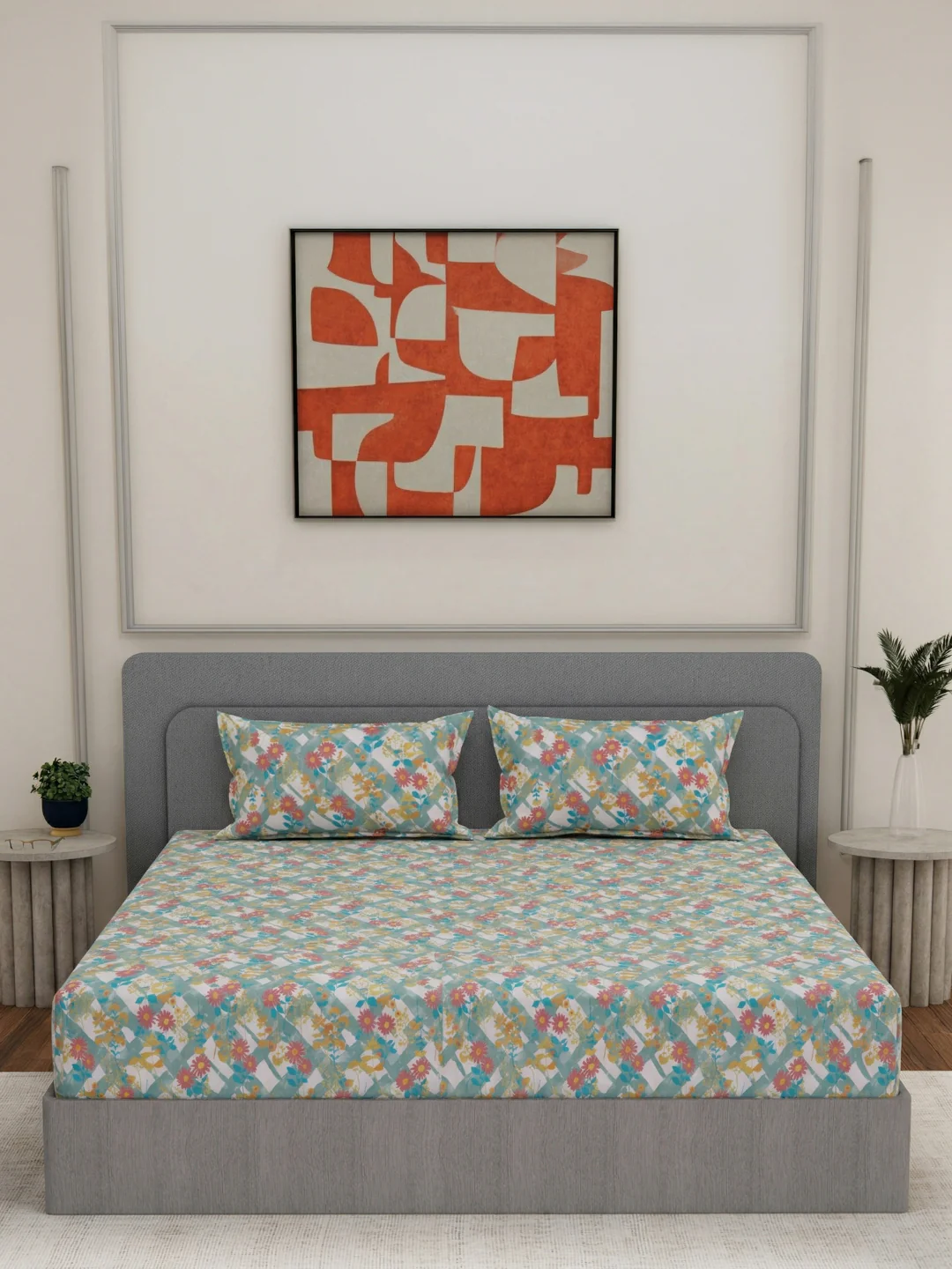 144 TC Pure Cotton Double Bed Bedsheet with 2 Pillow Covers Prestige Collection - Image 3