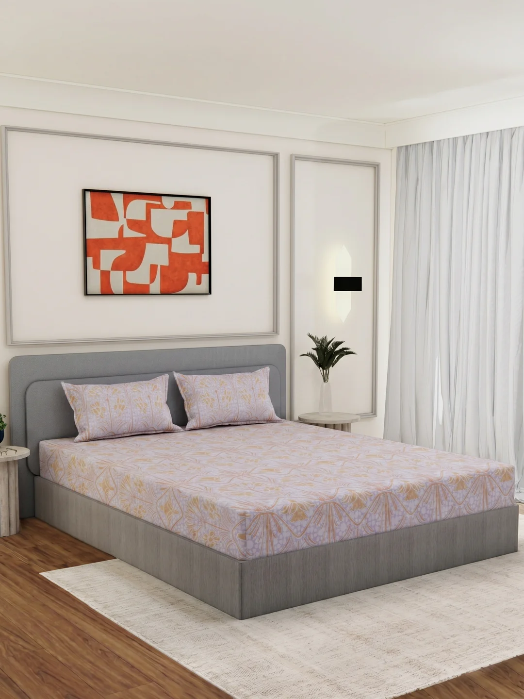 144 TC Pure Cotton Double Bed Bedsheet with 2 Pillow Covers Prestige Collection - Image 2