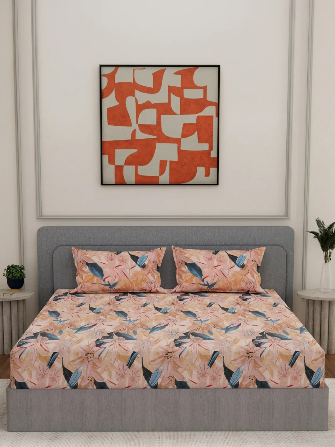 144 TC Pure Cotton Double Bed Bedsheet with 2 Pillow Covers Prestige Collection - Image 3