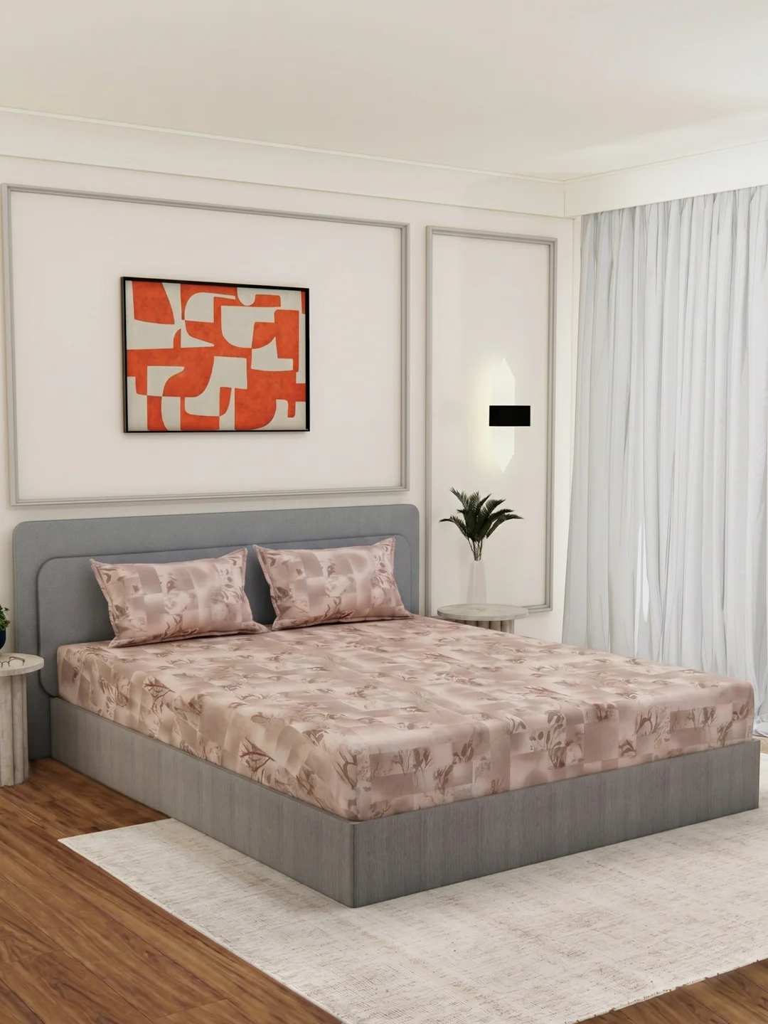 144 TC Pure Cotton Double Bed Bedsheet with 2 Pillow Covers Prestige Collection - Image 2