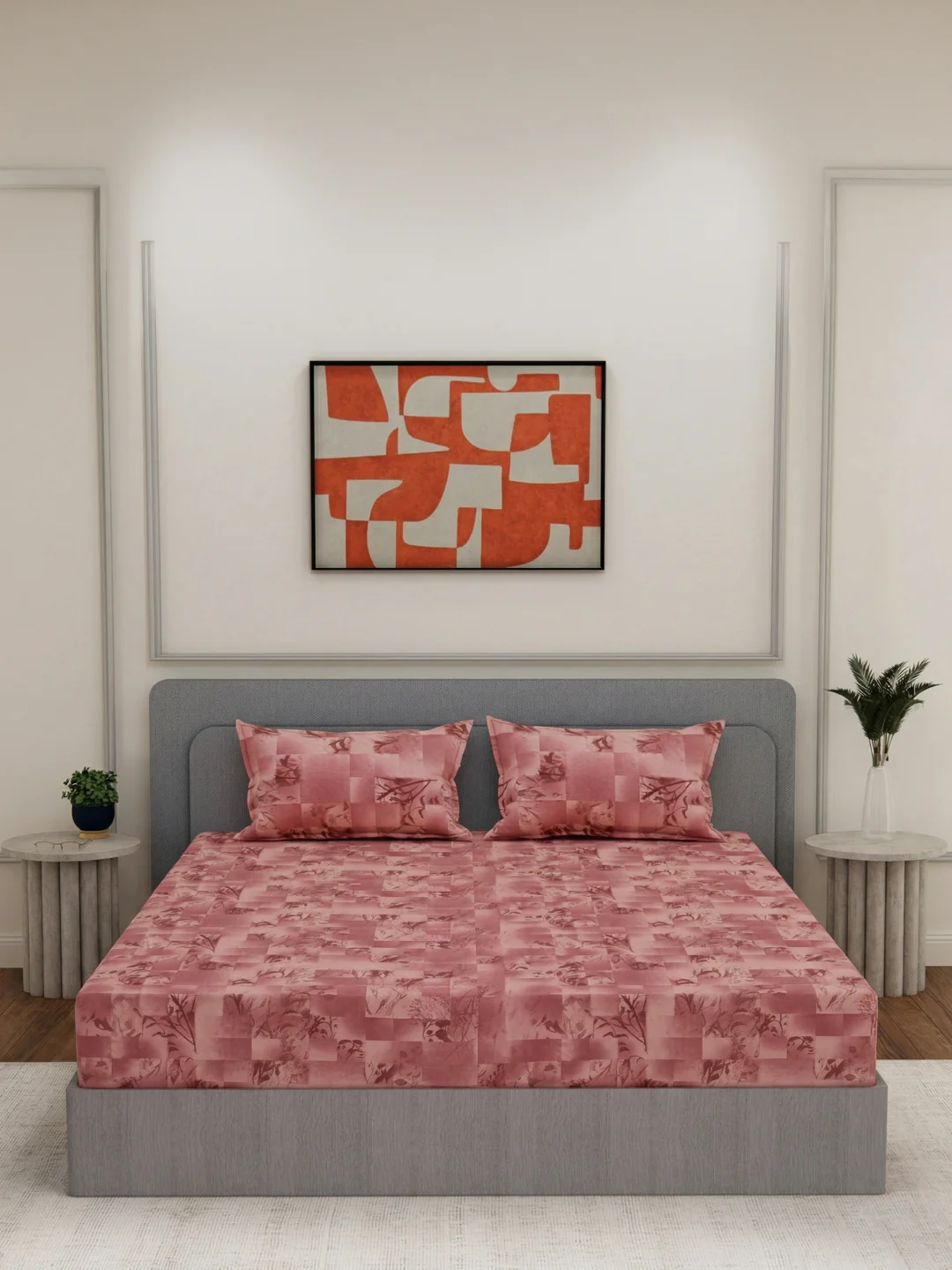 144 TC Pure Cotton King Size Bedsheet with 2 Pillow Covers Prestige Collection - Image 3