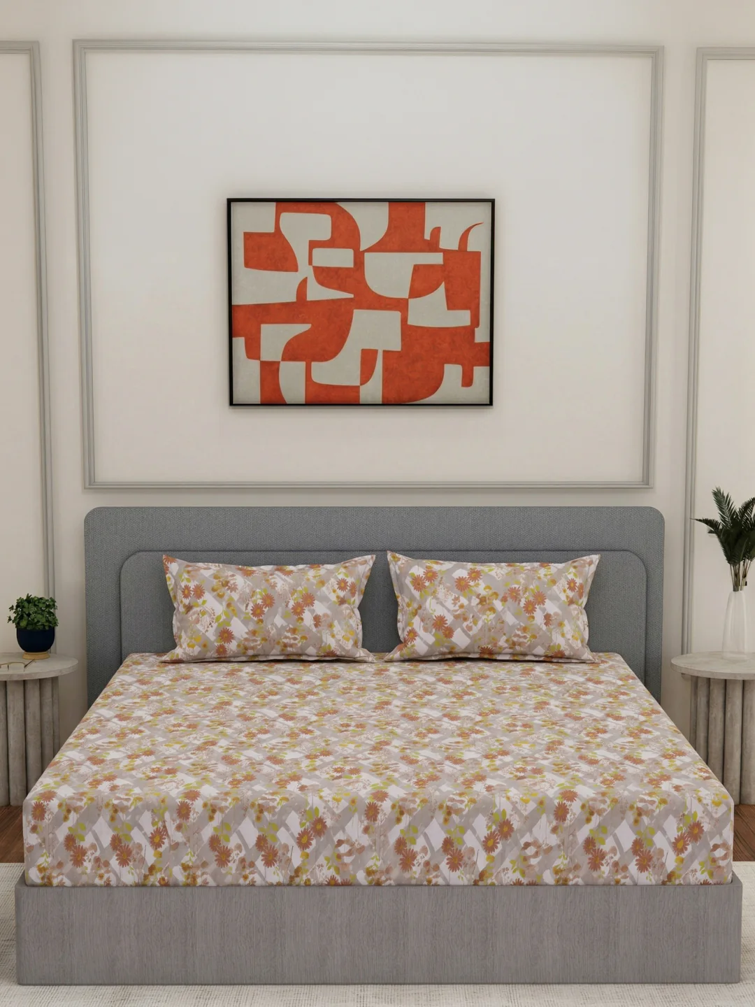 144 TC Pure Cotton King Size Bedsheet with 2 Pillow Covers Prestige Collection - Image 3