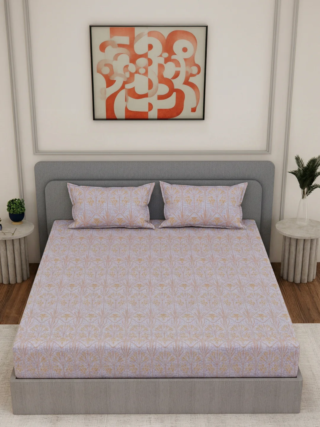 144 TC Pure Cotton King Size Bedsheet with 2 Pillow Covers Prestige Collection - Image 4