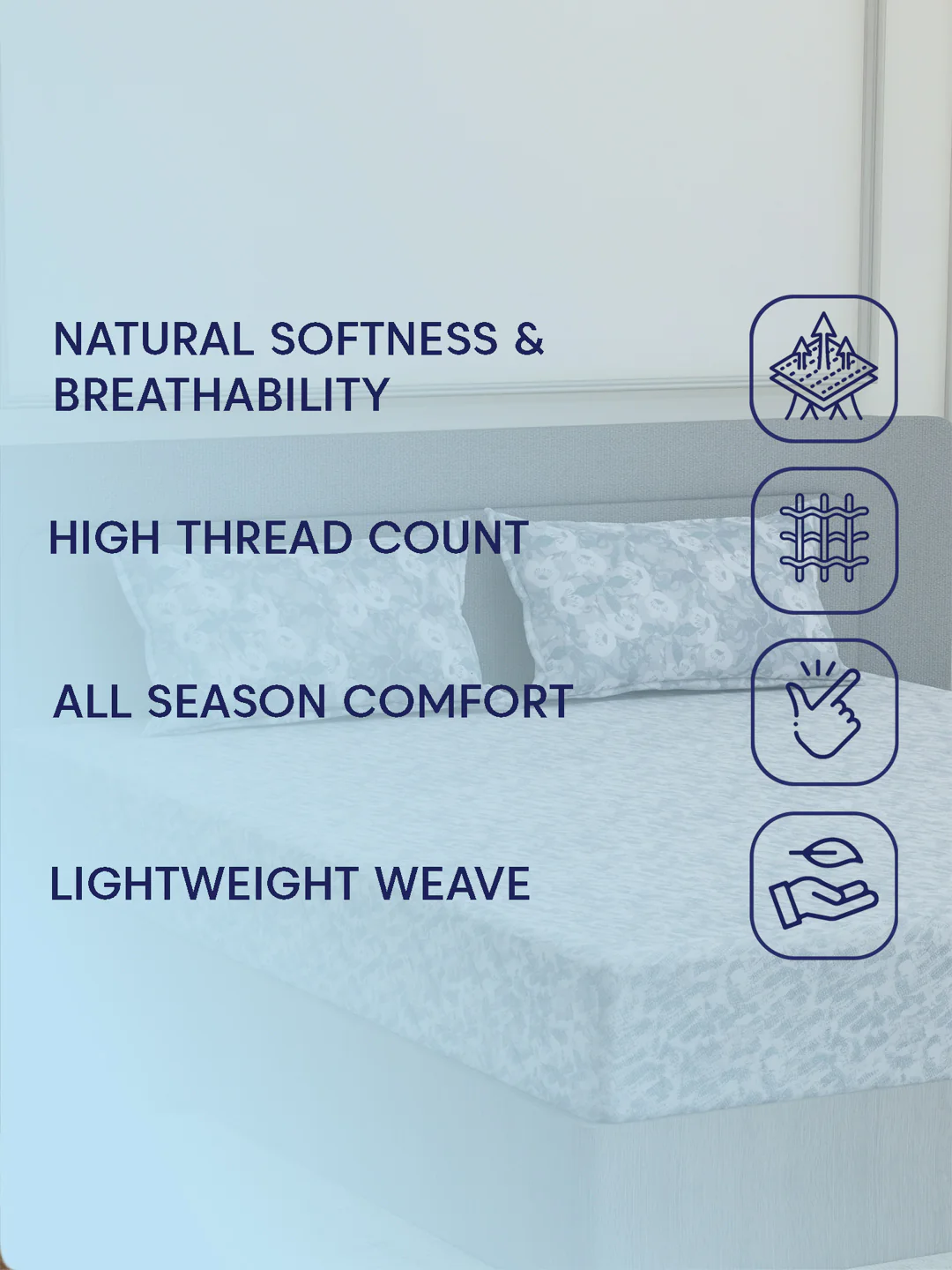 144 TC Pure Cotton King Size Bedsheet with 2 Pillow Covers Prestige Collection - Image 9