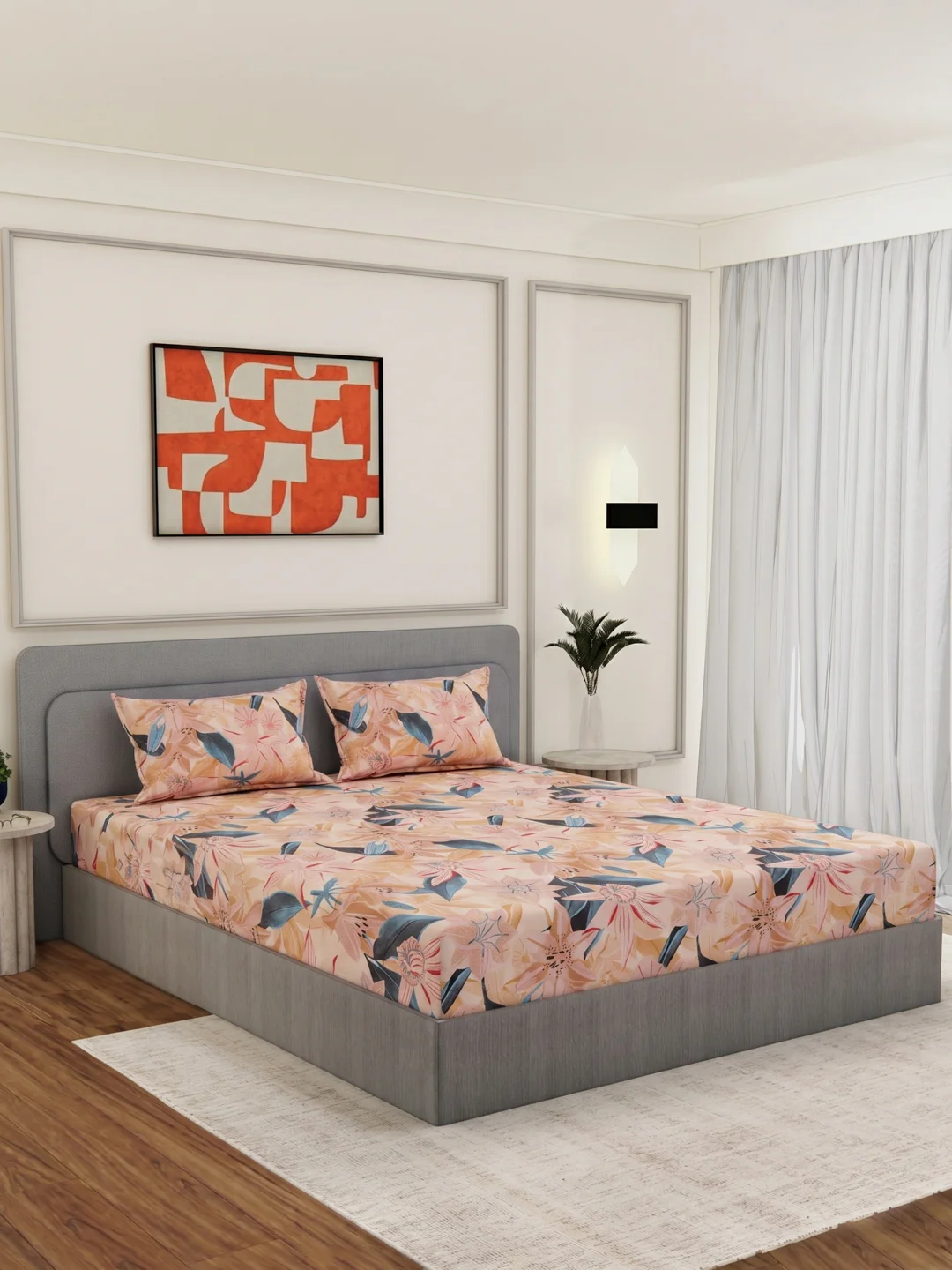 144 TC Pure Cotton King Size Bedsheet with 2 Pillow Covers Prestige Collection - Image 2