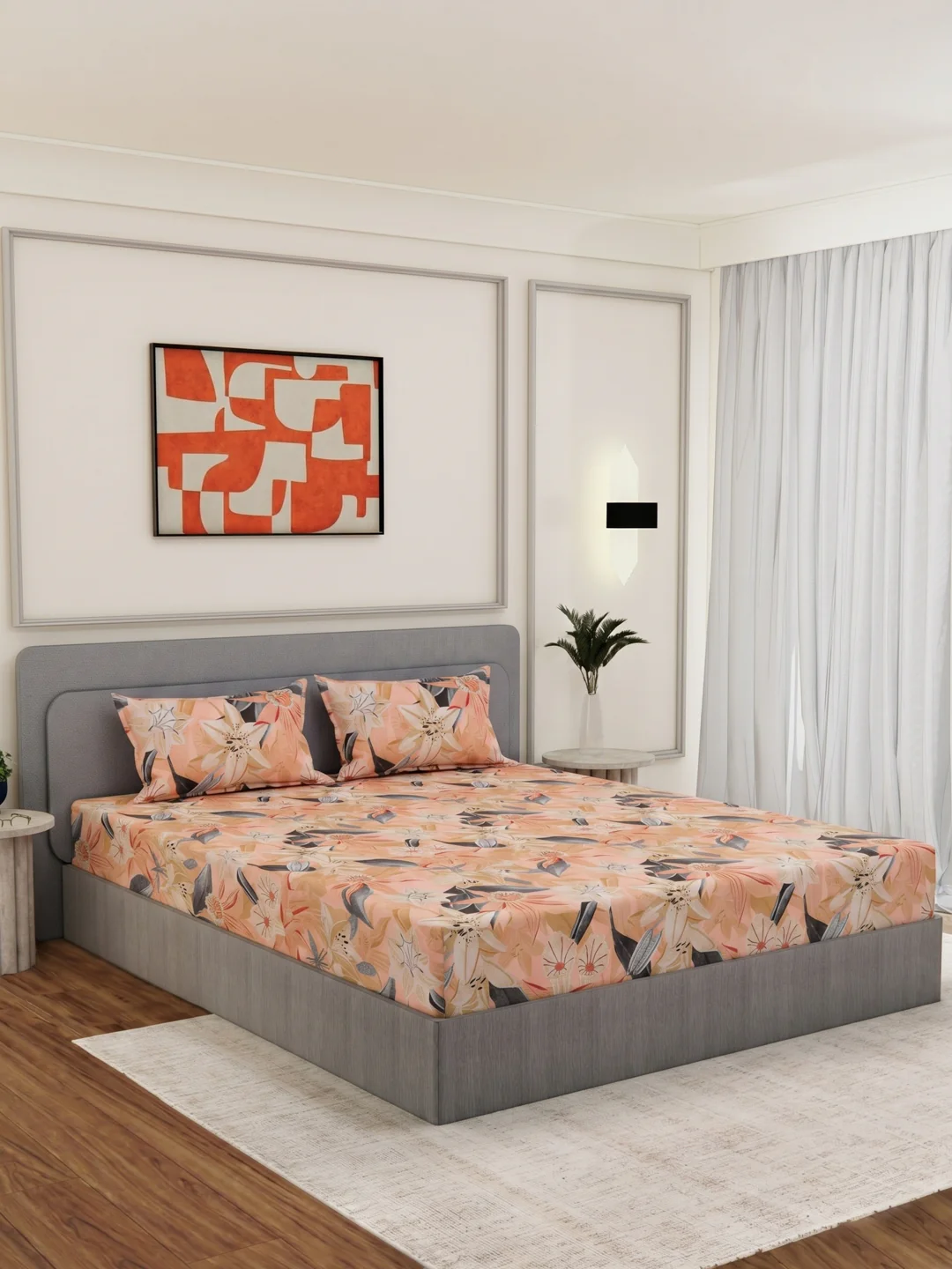 144 TC Pure Cotton King Size Bedsheet with 2 Pillow Covers Prestige Collection - Image 2