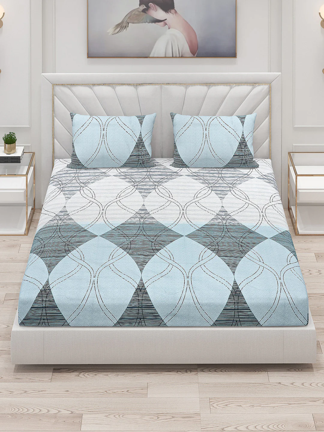 145 GSM Polyester Double Bed Bedsheet with 2 Pillow Covers - Image 2