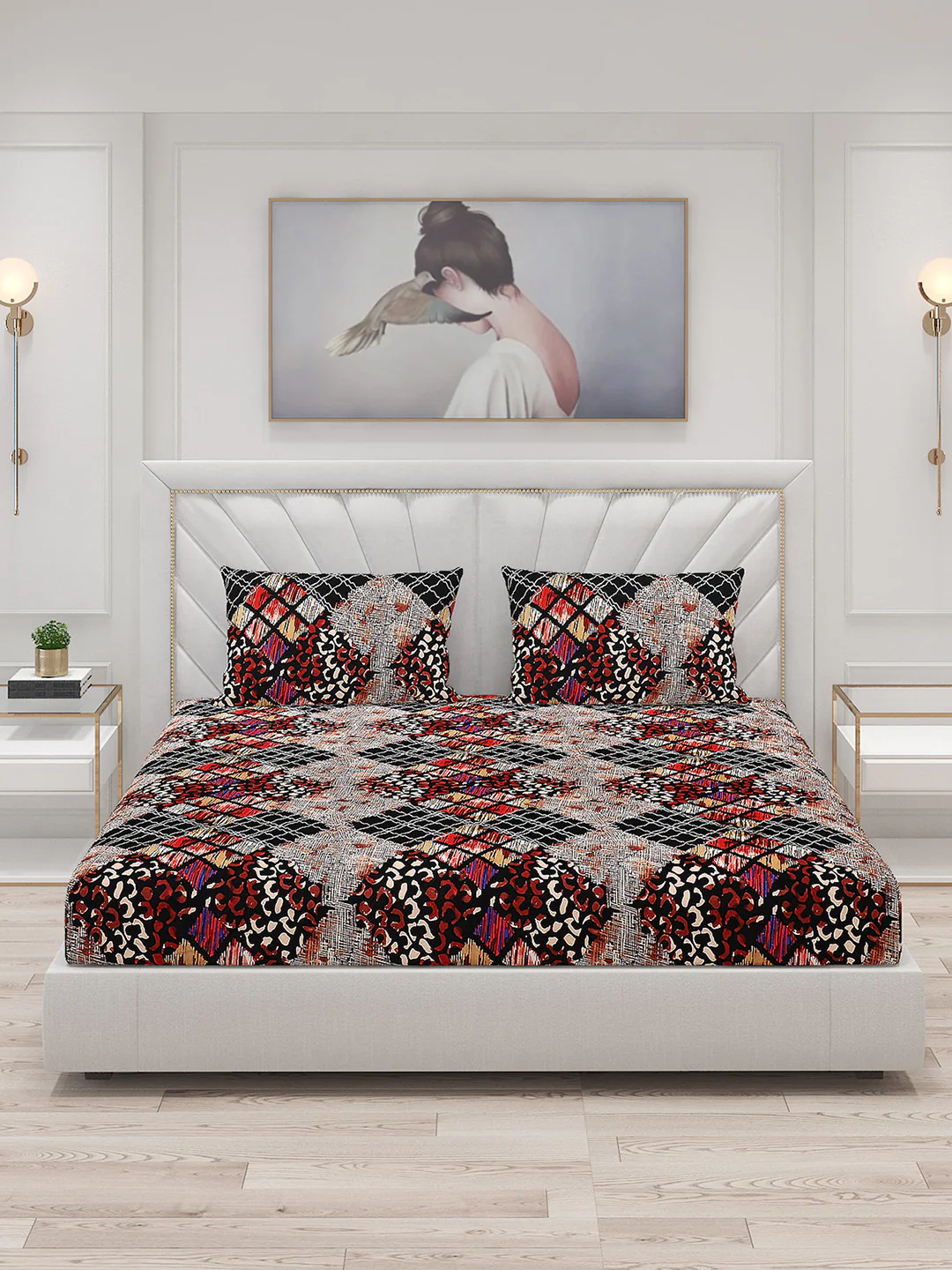 145 GSM Polyester Double Bed Bedsheet with 2 Pillow Covers - Image 3