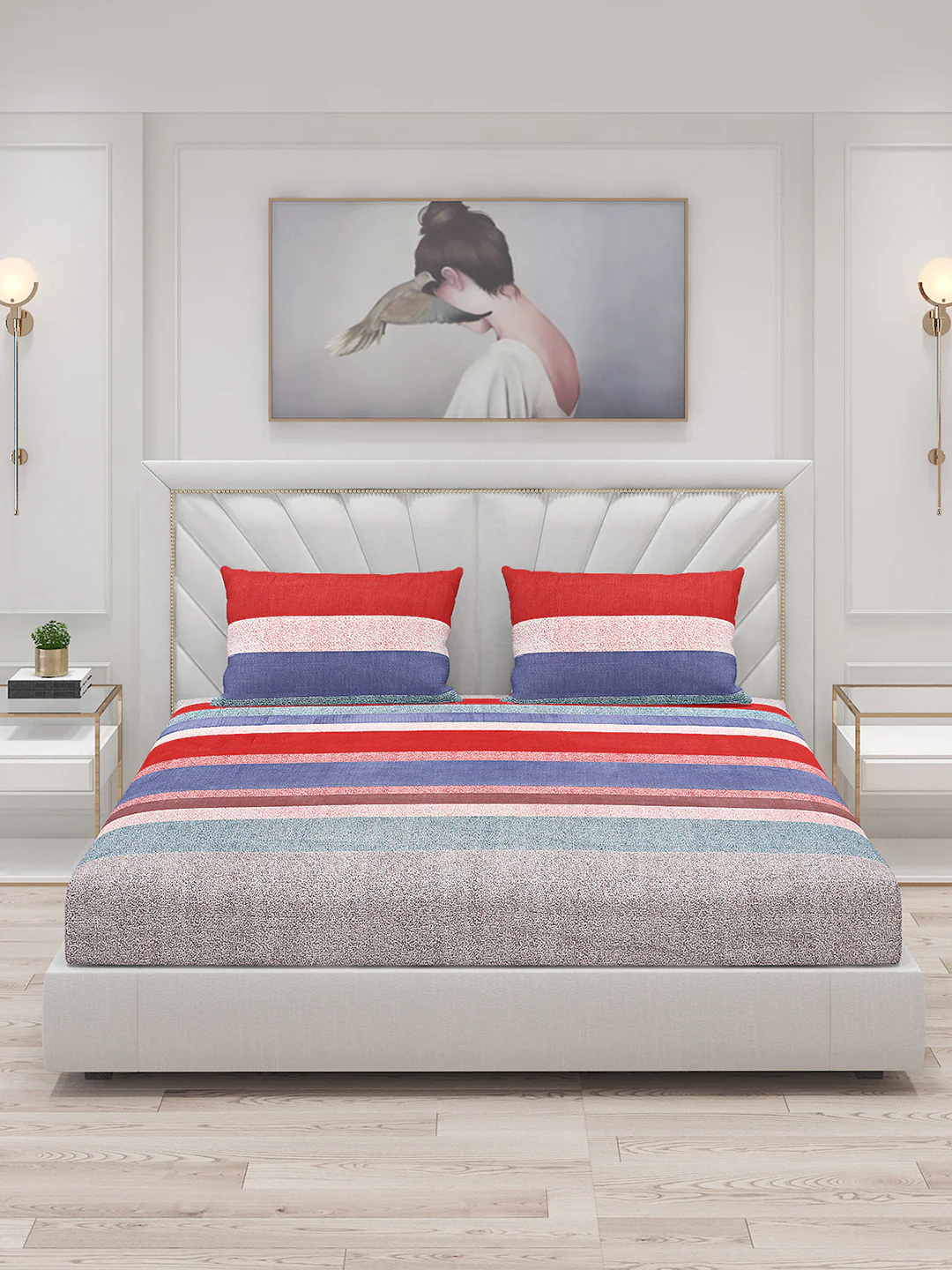 145 GSM Polyester Double Bed Bedsheet with 2 Pillow Covers - Image 3
