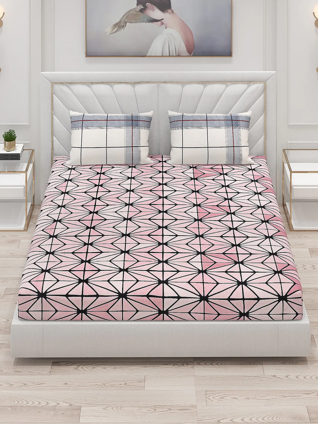 145 GSM Polyester Double Bed Bedsheet with 2 Pillow Covers - Image 2