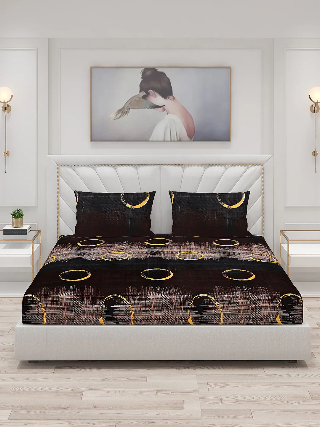 145 GSM Polyester Double Bed Bedsheet with 2 Pillow Covers - Image 3