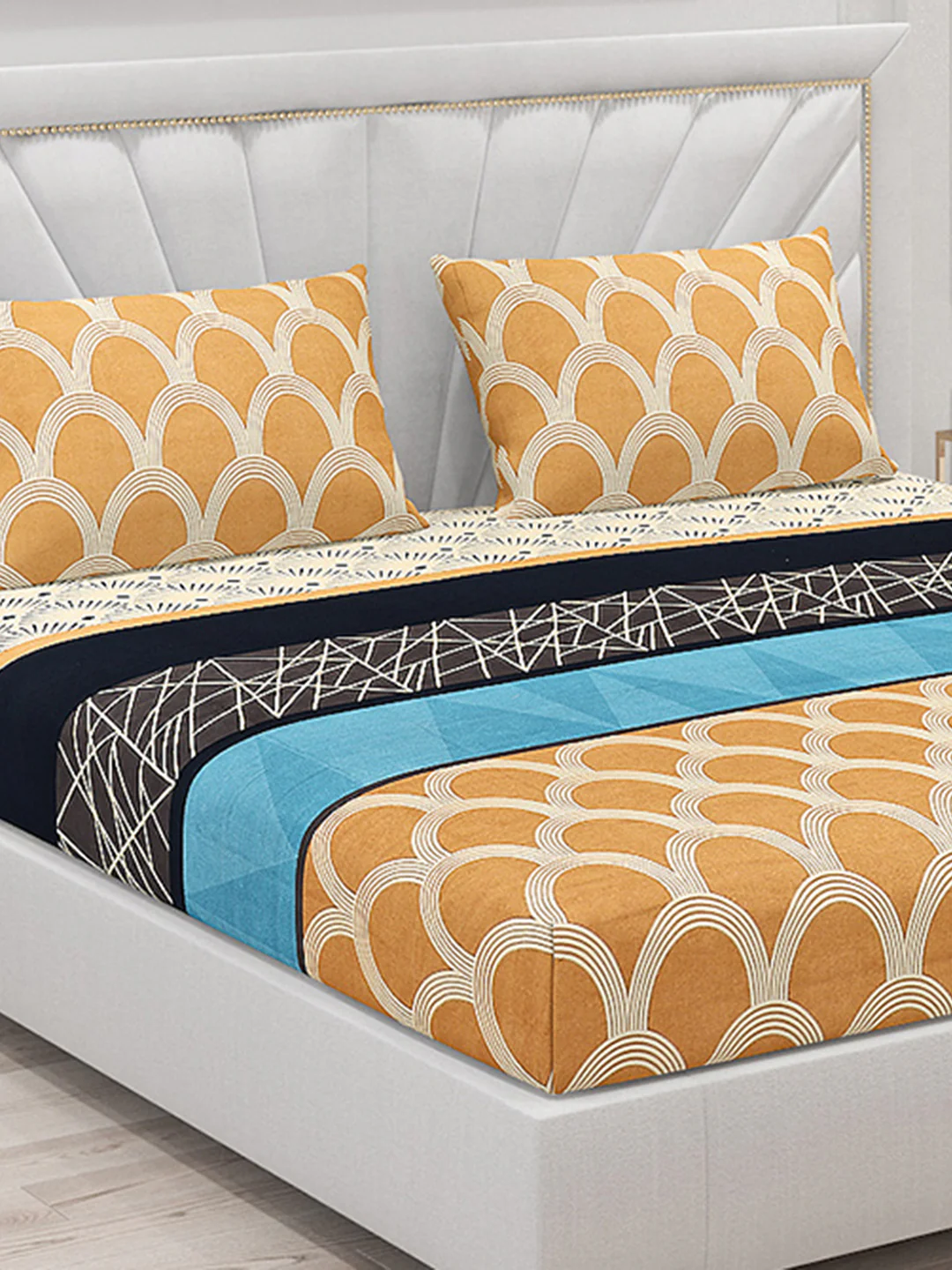 145 GSM Polyester Double Bed Bedsheet with 2 Pillow Covers - Image 5