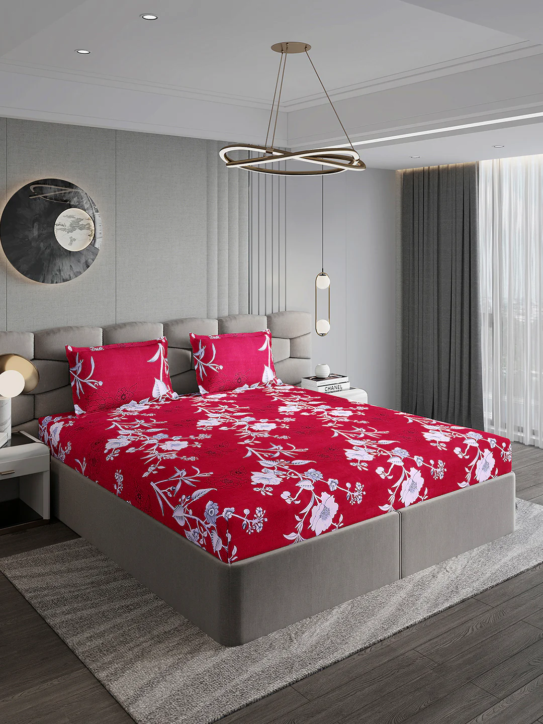 155 GSM Micro Double Bed 1 Bedsheet with 2 Pillow Cover (Clare) - Image 4