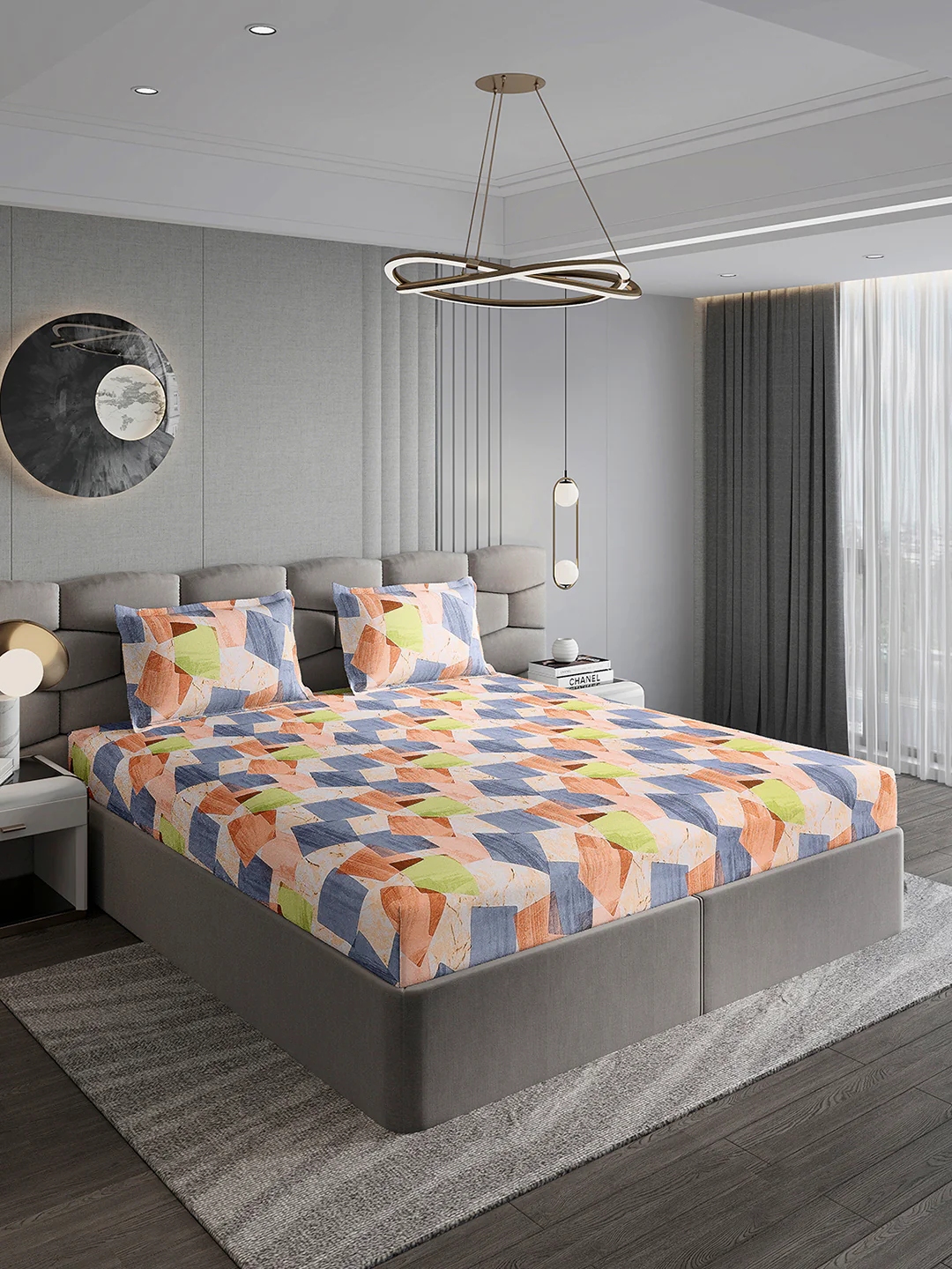 155 GSM Micro Double Bed 1 Bedsheet with 2 Pillow Cover (Clare) - Image 4