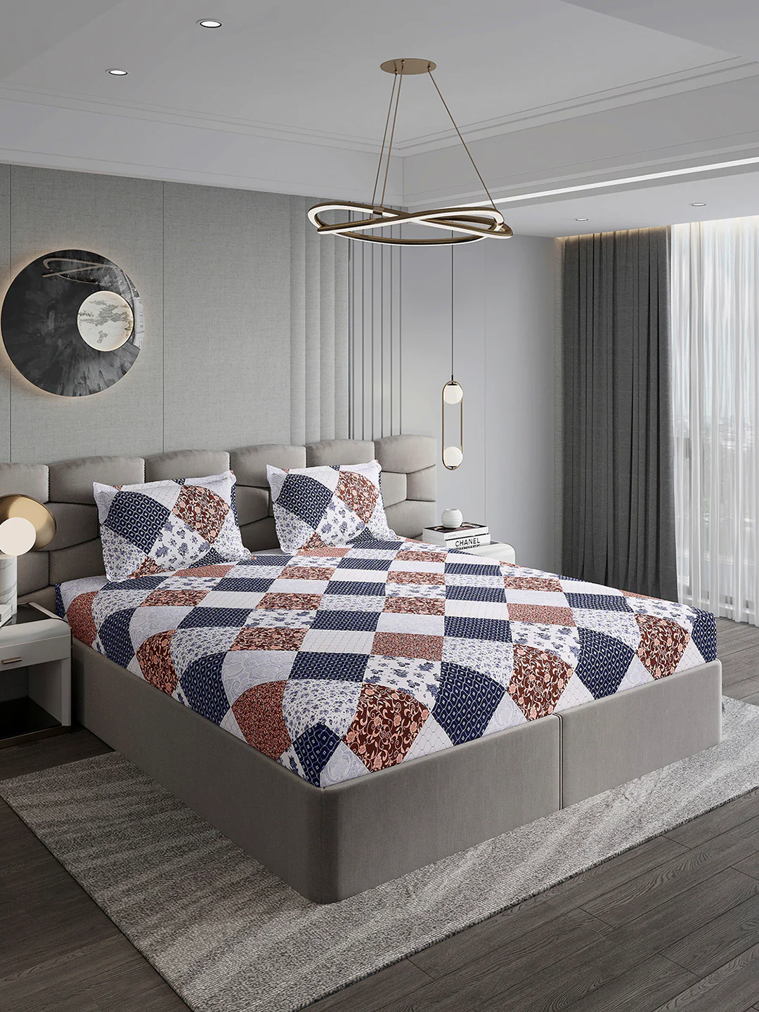 155 GSM Micro Double Bed 1 Bedsheet with 2 Pillow Cover (Clare) - Image 4