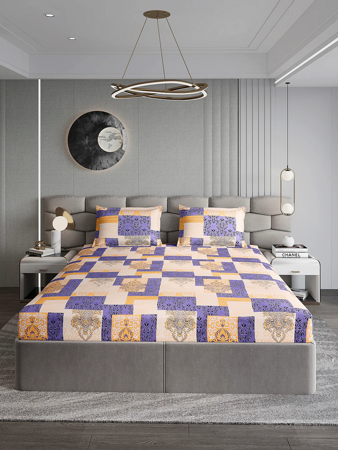 155 GSM Micro Double Bed 1 Bedsheet with 2 Pillow Cover (Clare) - Image 2