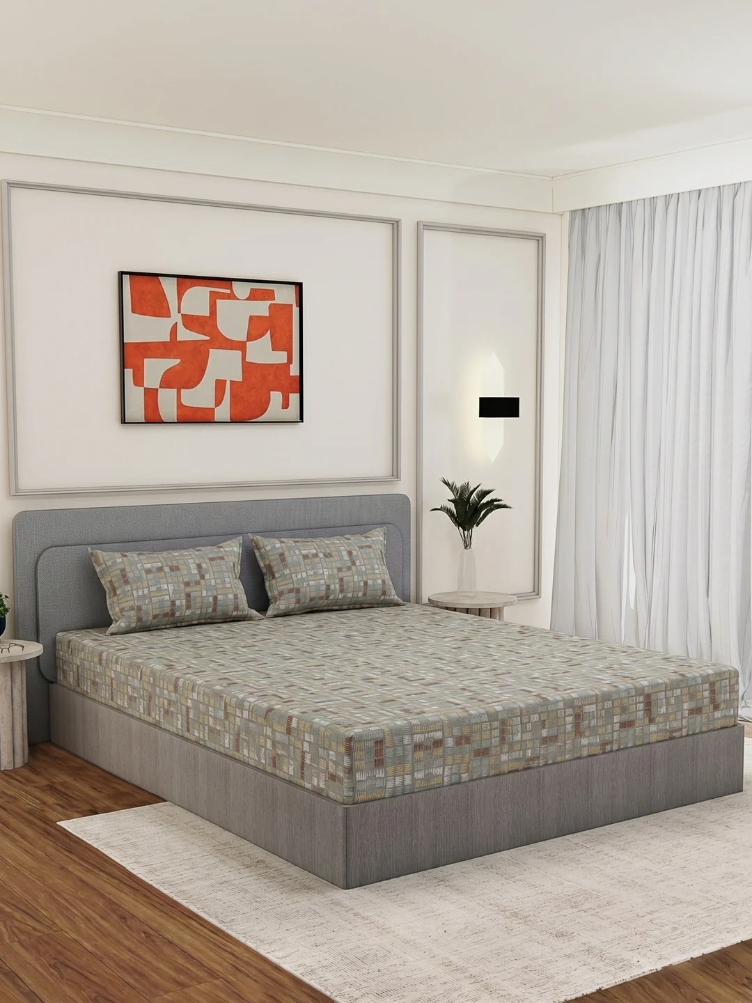 Premium 180 TC Bamboo Cotton King Size Bedsheet with 2 Pillow Covers Eco Bamboo Collection - Image 2