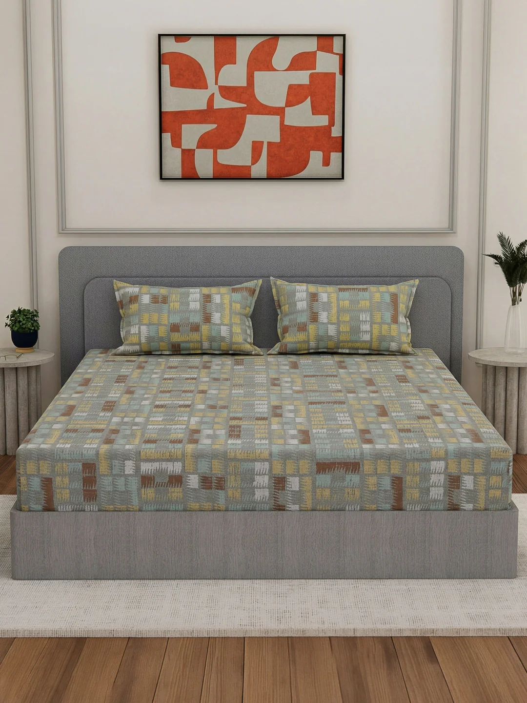 Premium 180 TC Bamboo Cotton King Size Bedsheet with 2 Pillow Covers Eco Bamboo Collection - Image 3