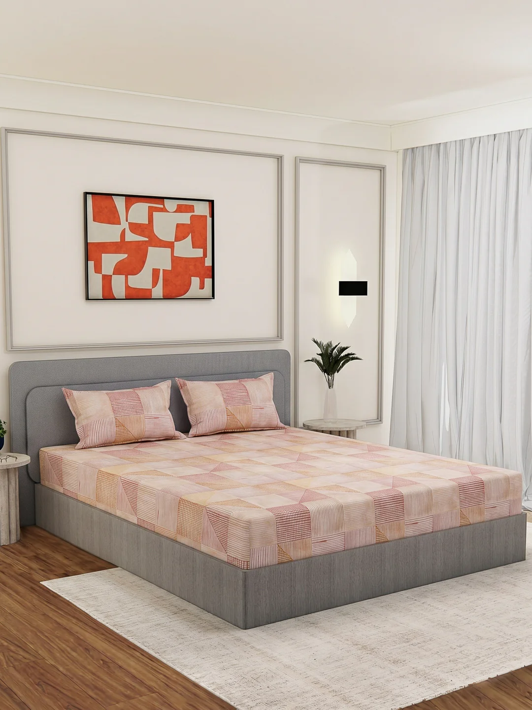 Premium 180 TC Bamboo Cotton King Size Bedsheet with 2 Pillow Covers Eco Bamboo Collection - Image 2