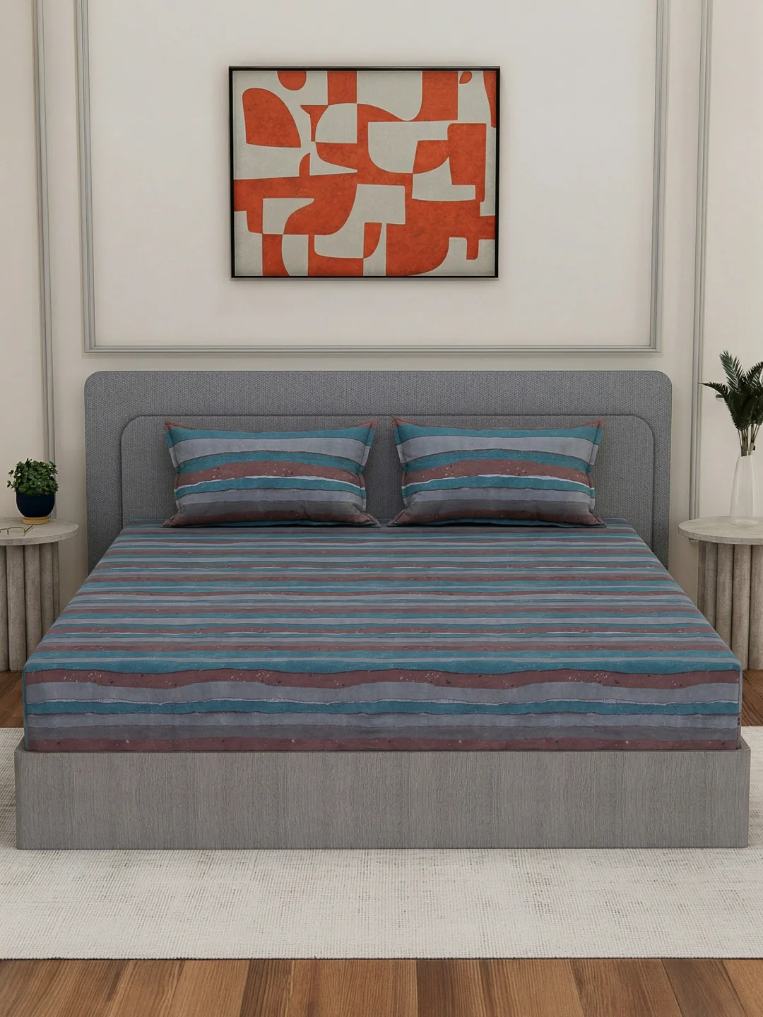 Premium 180 TC Bamboo Cotton King Size Bedsheet with 2 Pillow Covers Eco Bamboo Collection - Image 3