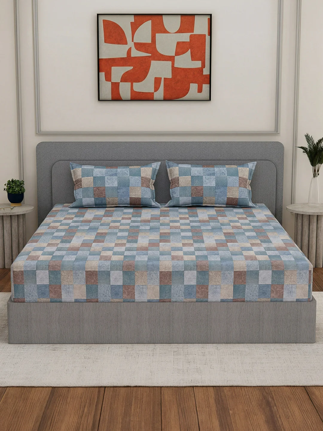 Premium 180 TC Bamboo Cotton King Size Bedsheet with 2 Pillow Covers Eco Bamboo Collection - Image 3