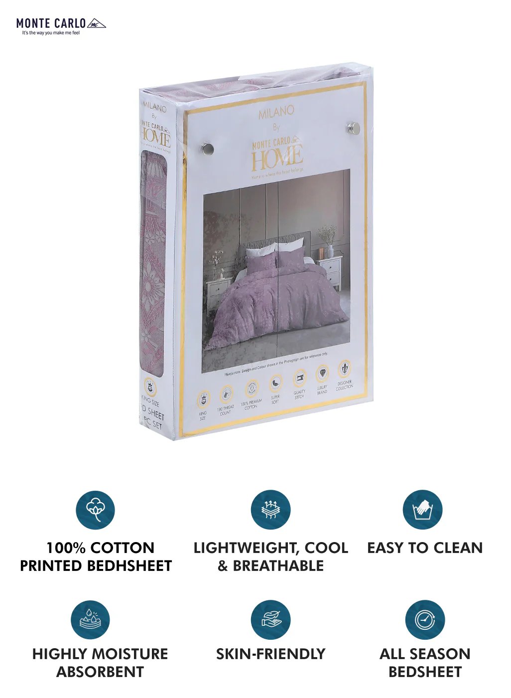 180 TC Cotton Double Bedsheet with 2 Pillow Covers - Image 9