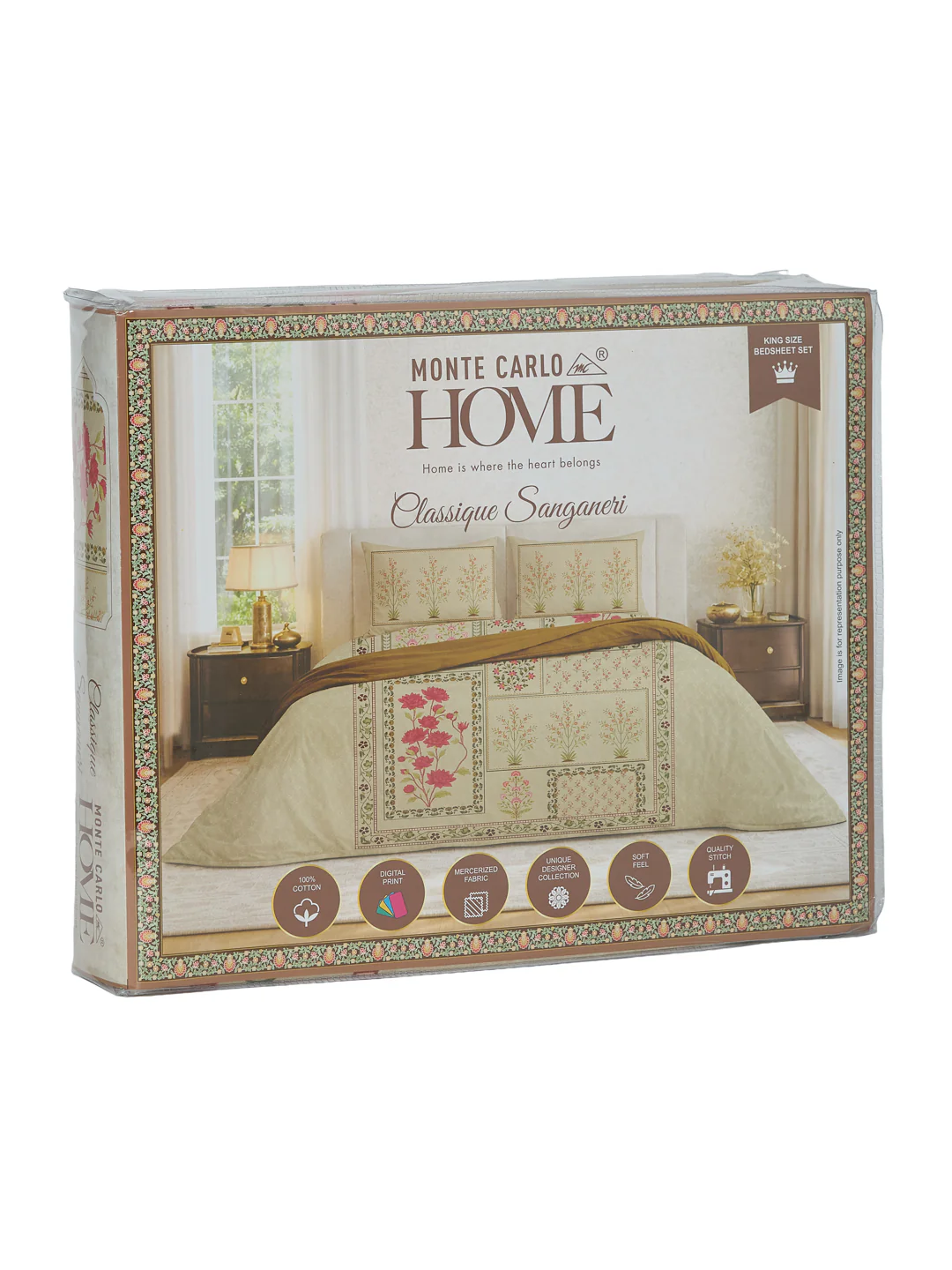 Premium 180 TC Pure Cotton King Size Bedsheet with 2 Pillow Covers Sanganeri Collection - Image 11