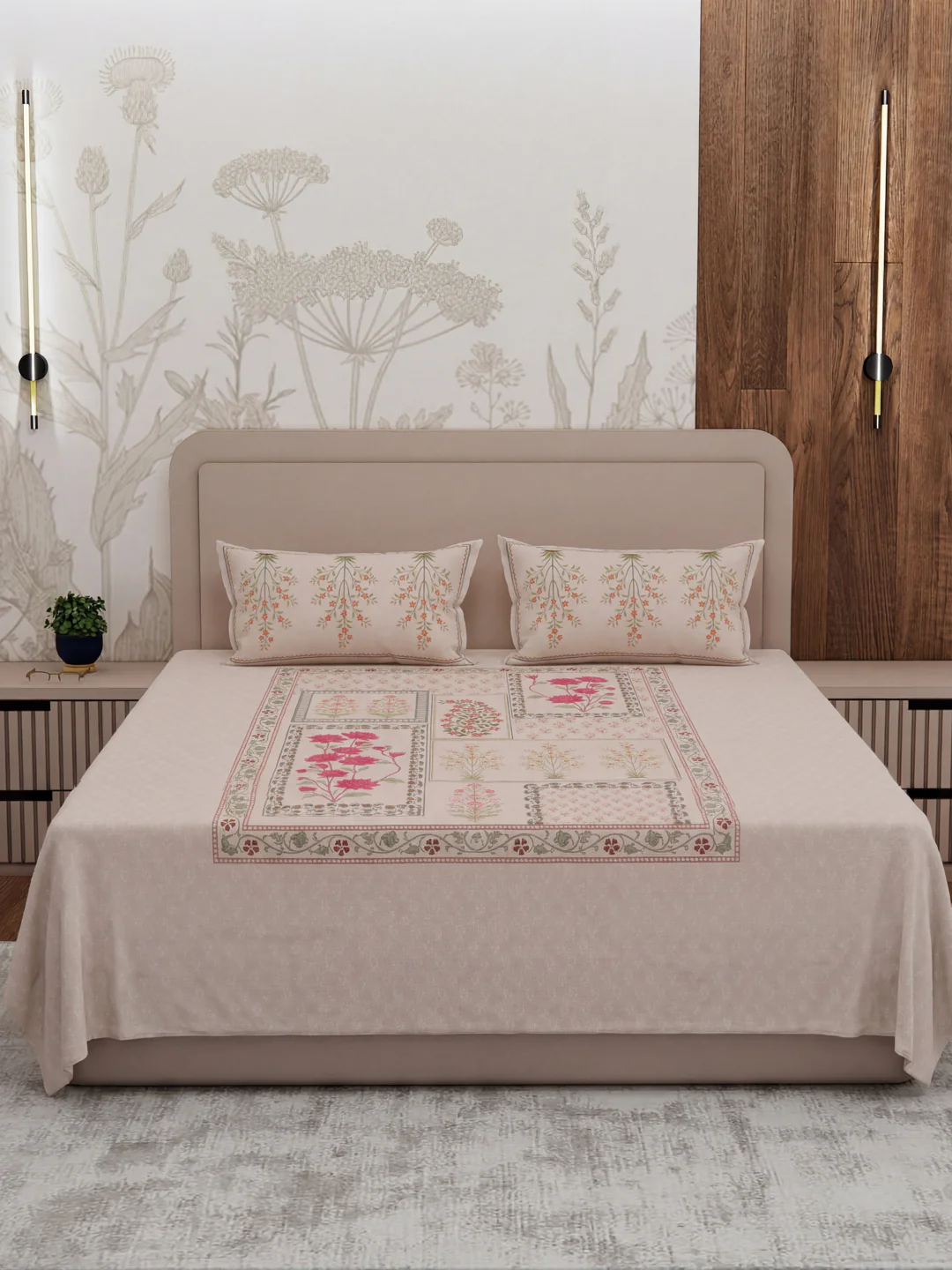 Premium 180 TC Pure Cotton King Size Bedsheet with 2 Pillow Covers Sanganeri Collection - Image 3