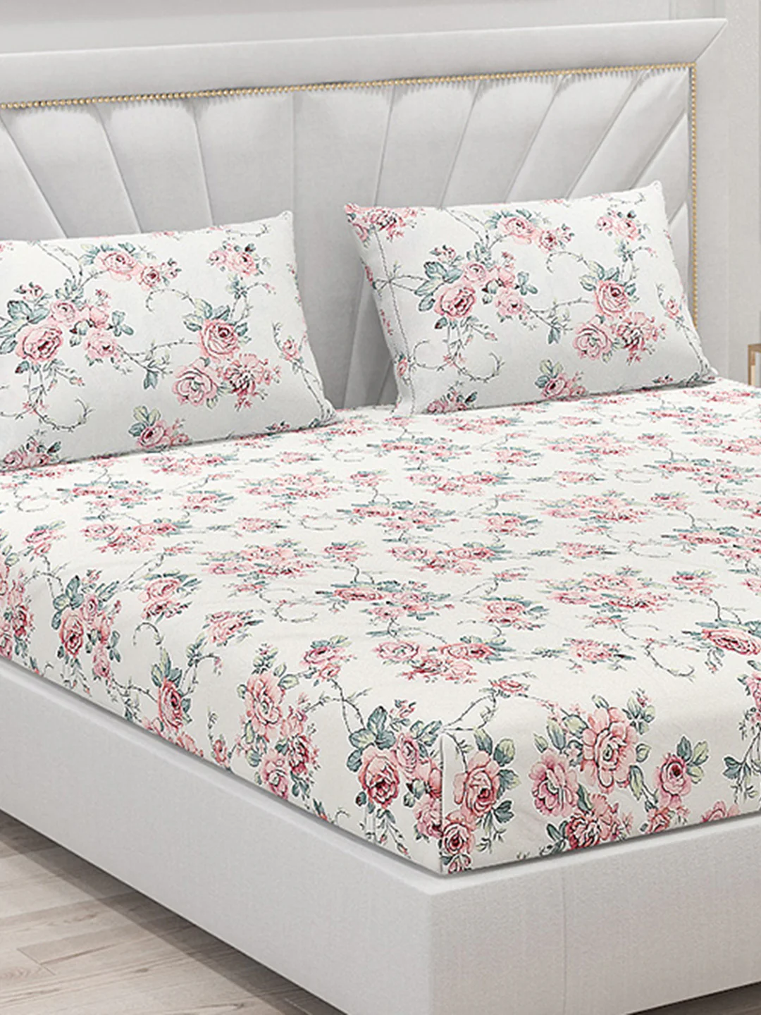 200 TC Cotton Double Bed Bedsheet with 2 Pillow Covers - Image 5